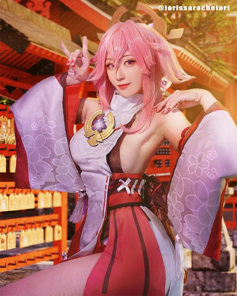 Game Genshin Impact Guuji Yae Miko Cosplay Costume