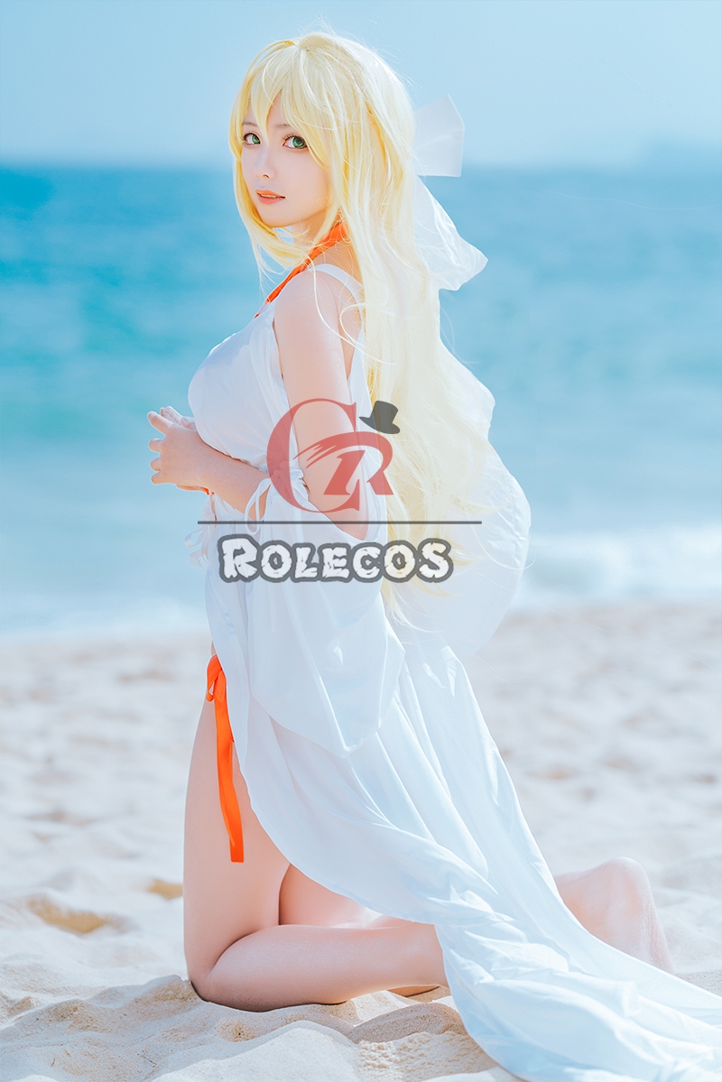 Fate Grand Order Nero White and Red Swimsuit Game Cosplay Costumes