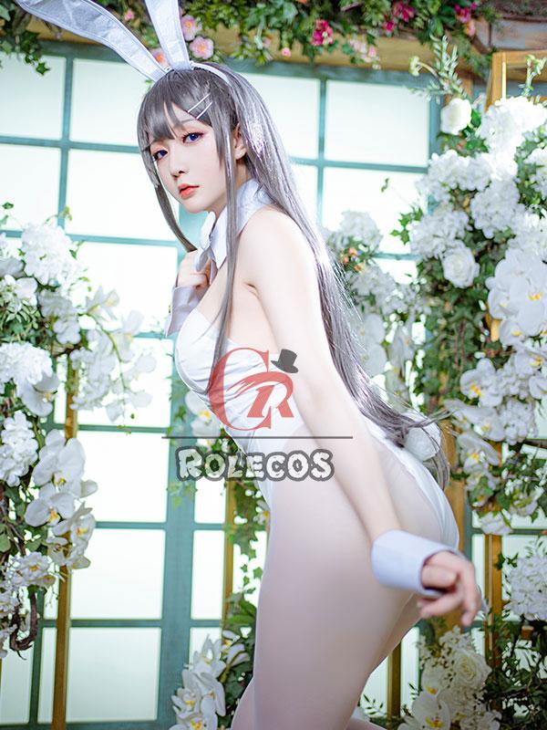 Seishun Buta Yarou wa Bunny Girl Senpai no Yume wo Minai Sakurajima Mai White Bunny Girl Cosplay Costume