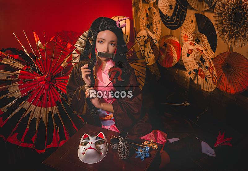 Demon Slayer / Kimetsu no Yaiba Nezuko Kamado kimono Cosplay Costume 