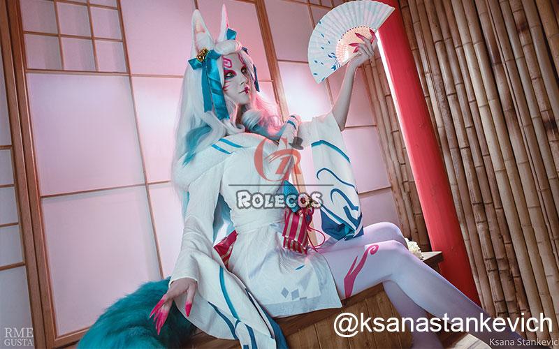 LOL Spirit Blossom White Ahri Cosplay Costume 