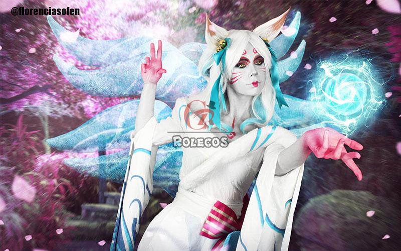LOL Spirit Blossom White Ahri Cosplay Costume 