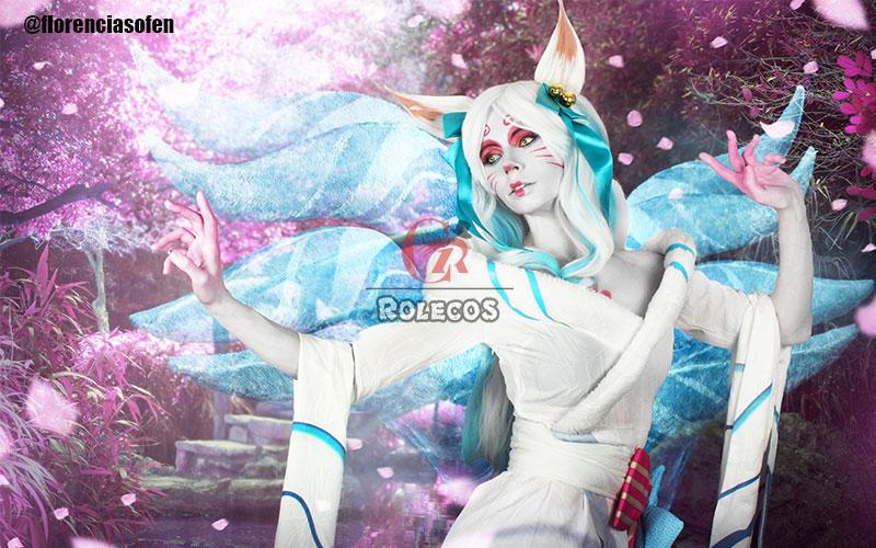 LOL Spirit Blossom White Ahri Cosplay Costume 
