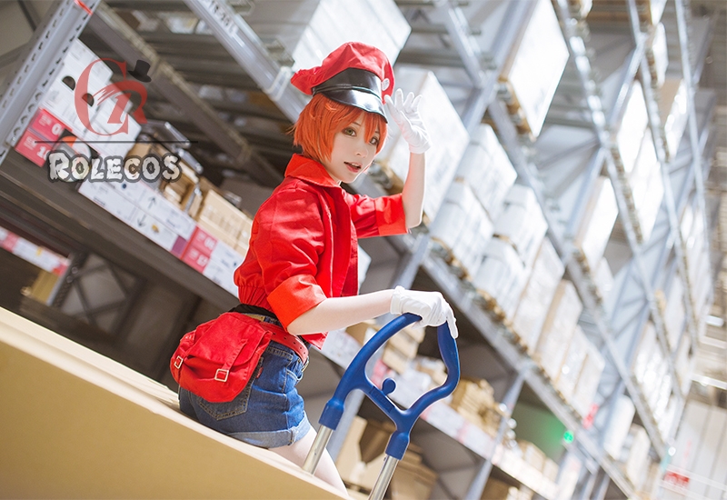 Hataraku Saibou Cells At Work AE3803 Red Blood Cell Short Orange Cosplay Wigs 