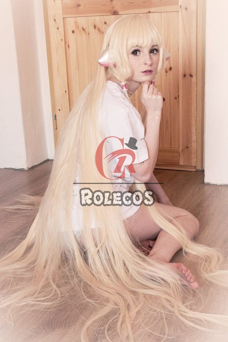 Human computer angel Supper Long Straight Light Blonde Cosplay Party Wigs